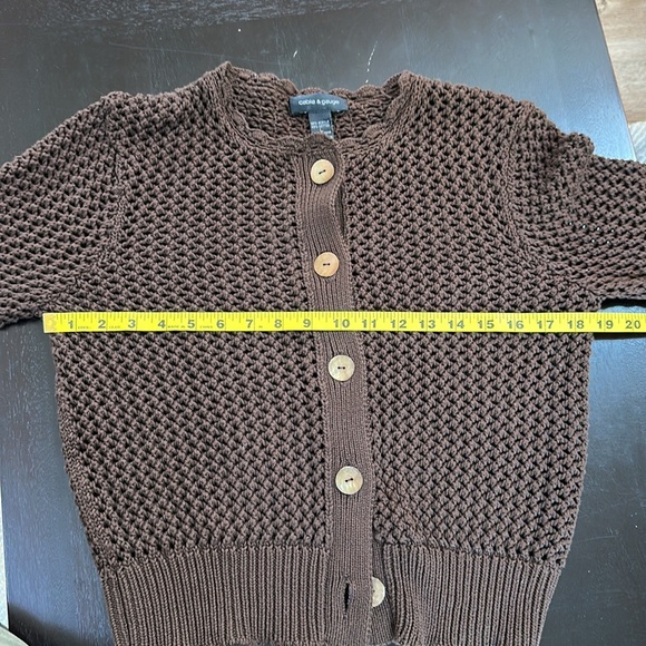Chocolate brown open weave cardigan sweater - Picture 3 of 8